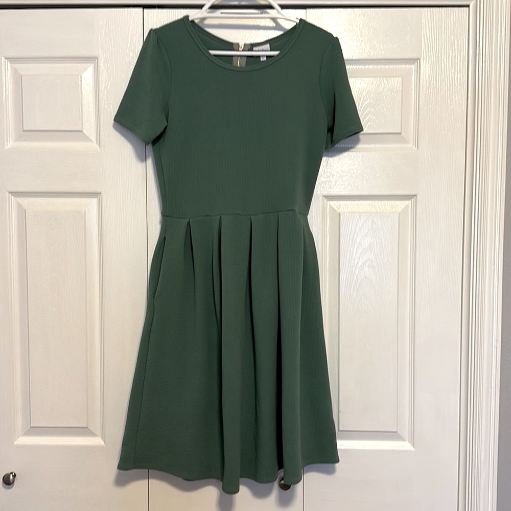 Lularoe Amelia Size L Pale Green Textured Stretch Classic Flattering Knee Length